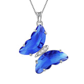 Blue Butterfly Necklace September Sapphire Birthstone Pendant - Necklaces - Aurora Tears
